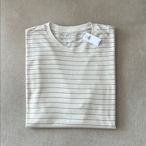 Banana Republic Beige Striped Short Sleeve Tee